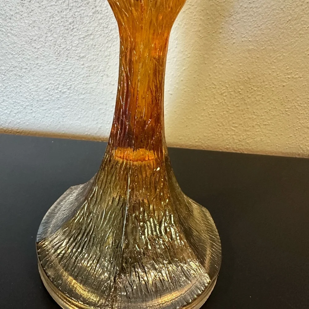 Marigold carnival glass candle stick holder‎